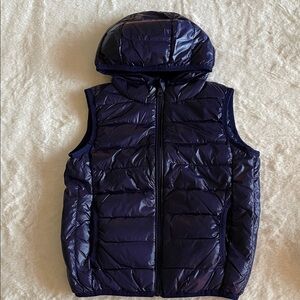 Ikali Shiny Blue Puffer Vest with Hood SZ 4T-5T